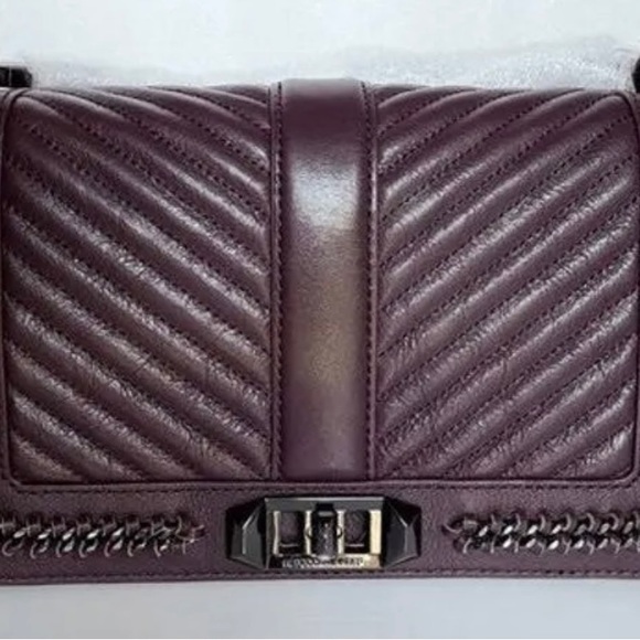 Rebecca Minkoff Chevron Quilted Love
Crossbody with Chain Inset | Currant NWT - Picture 3 of 15